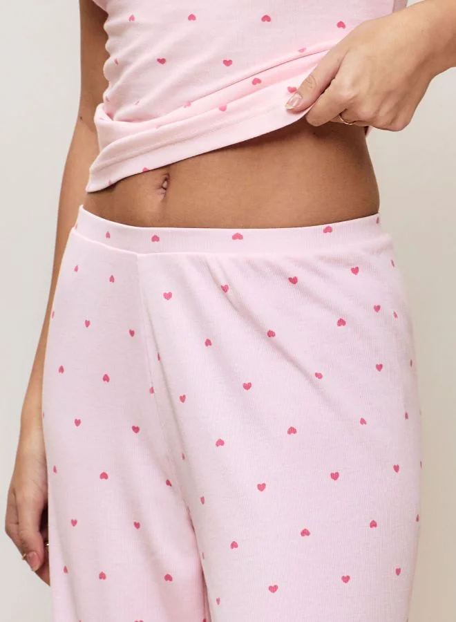 انديز بنطلون جيرسي بنقشة قلب